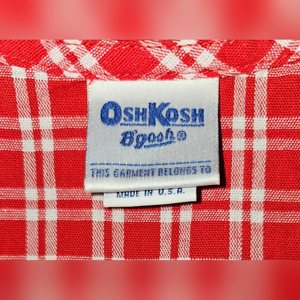 Vtg OshKosh B'gosh Red Gingham Wrap Dress Floral Embroidered USA Toddler Sz 2T - Picture 13 of 16
